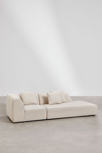 Modulinė kampinė sofa KARDENA baltame fone boucle