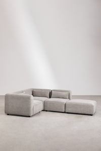 Kampinė sofa FOGLERA visu dydžiu, pilka šenilo