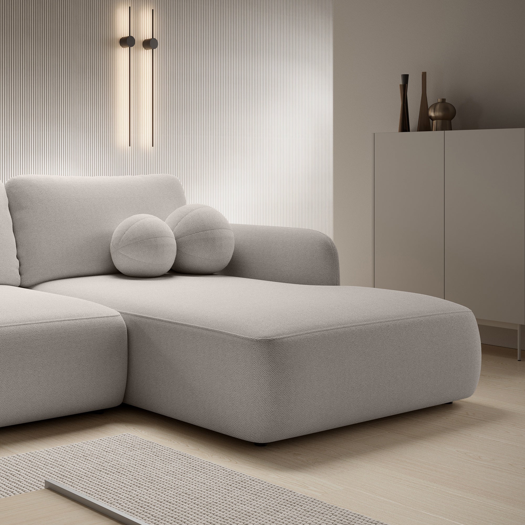 Kampinė sofa BILLY, smėlio spalva, dešininė dalis