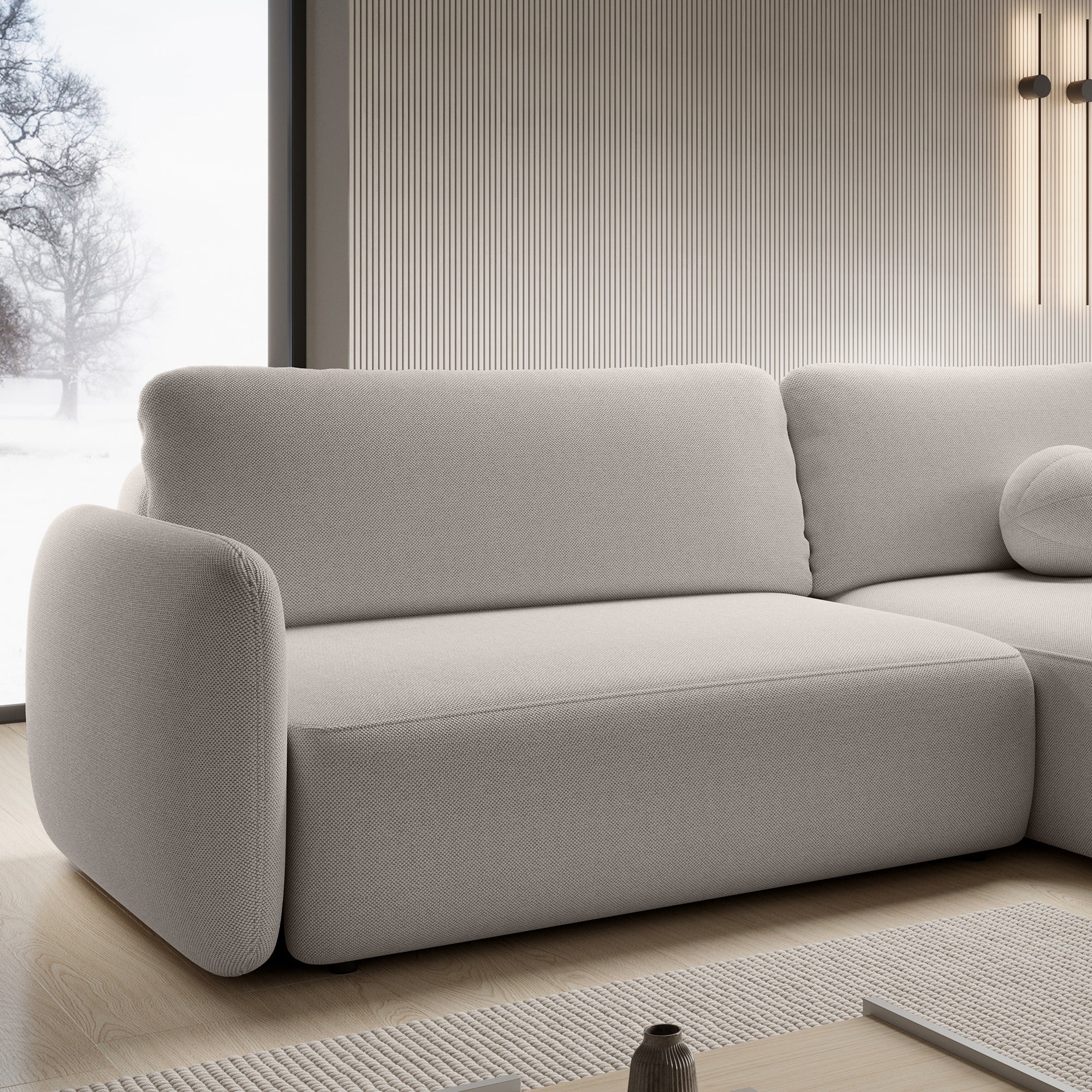 Kampinė sofa BILLY, smėlio spalva, dešininė dalis