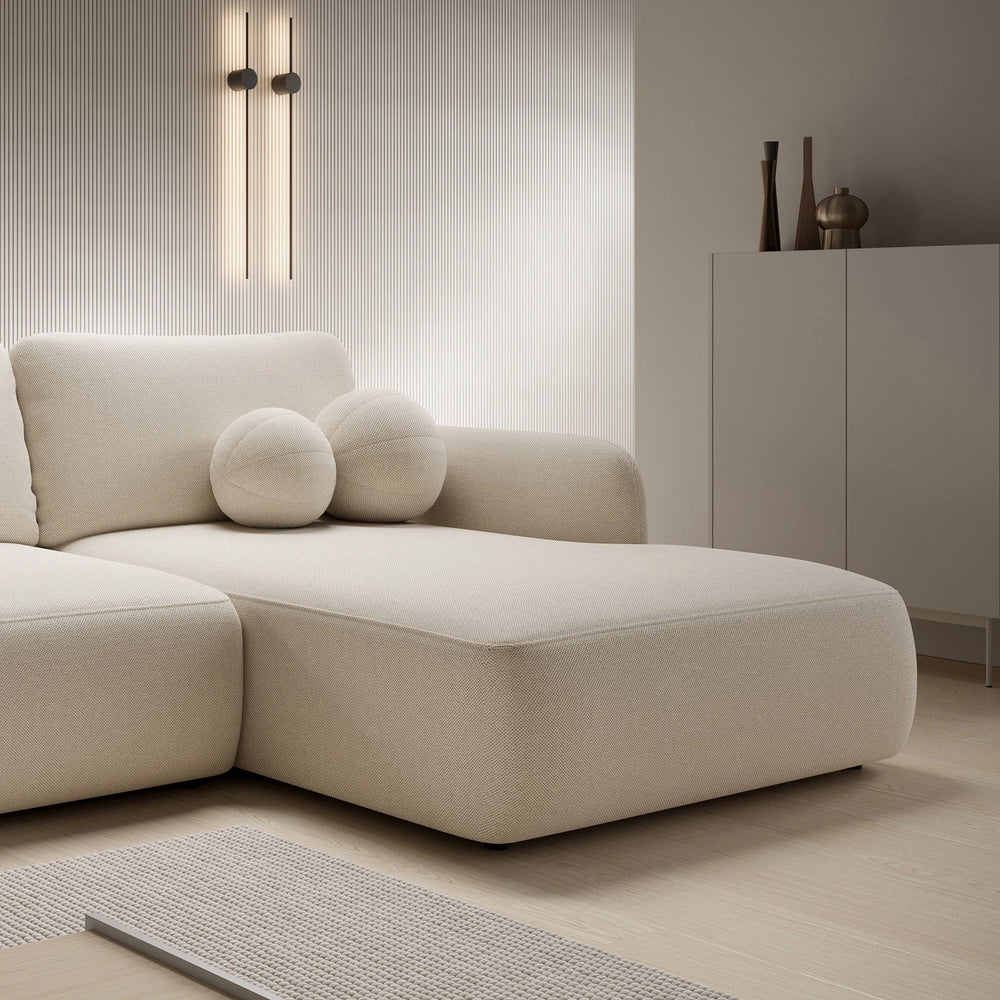 Kampinė sofa BILLY, šviesiai smėlio spalva, dešininė dalis