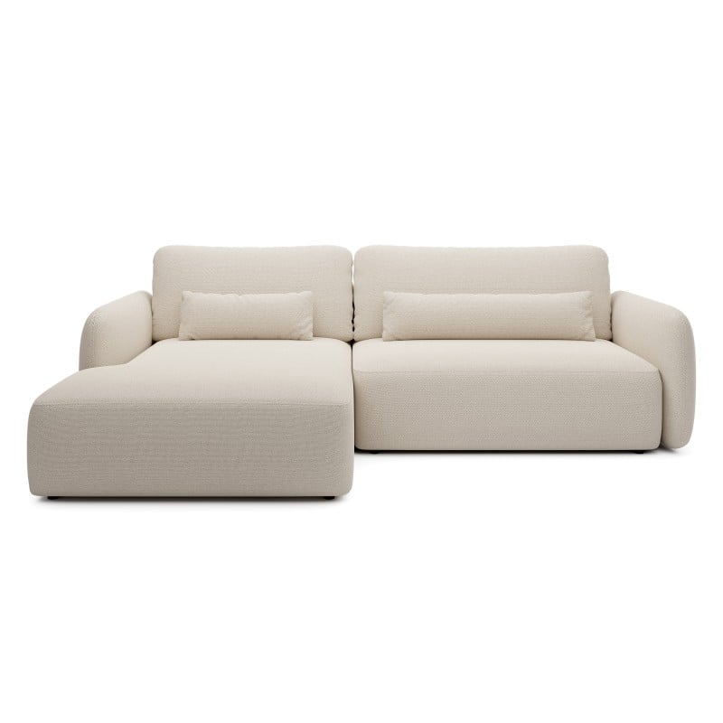Kampinė sofa-lova MOSAICO, kairinė, smėlio, boucle