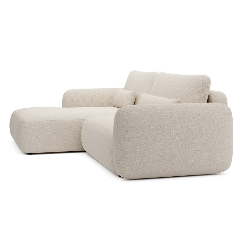 Kampinė sofa-lova MOSAICO, kairinė, smėlio, boucle