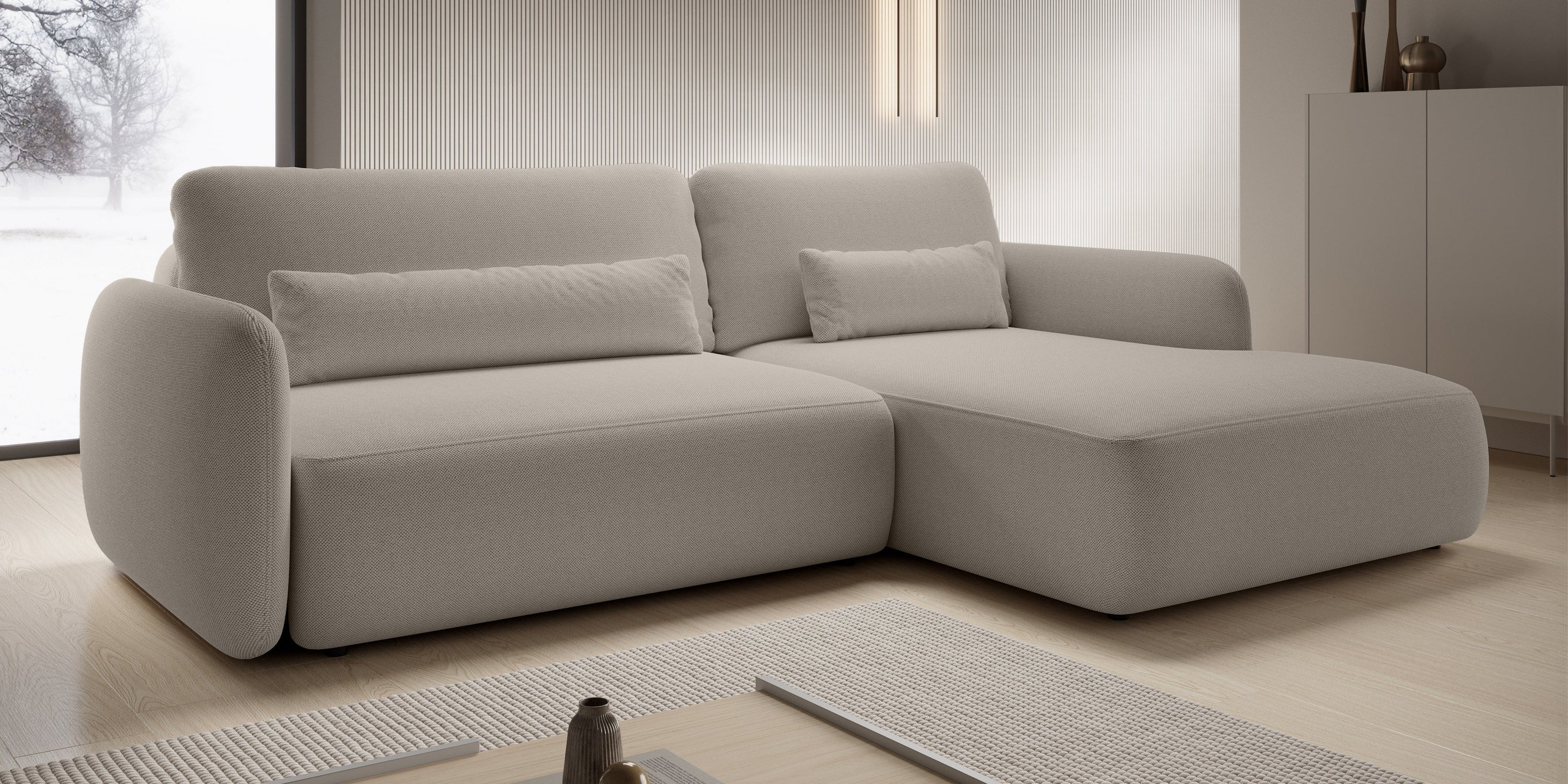 Kampinė sofa BILLY, smėlio pilka