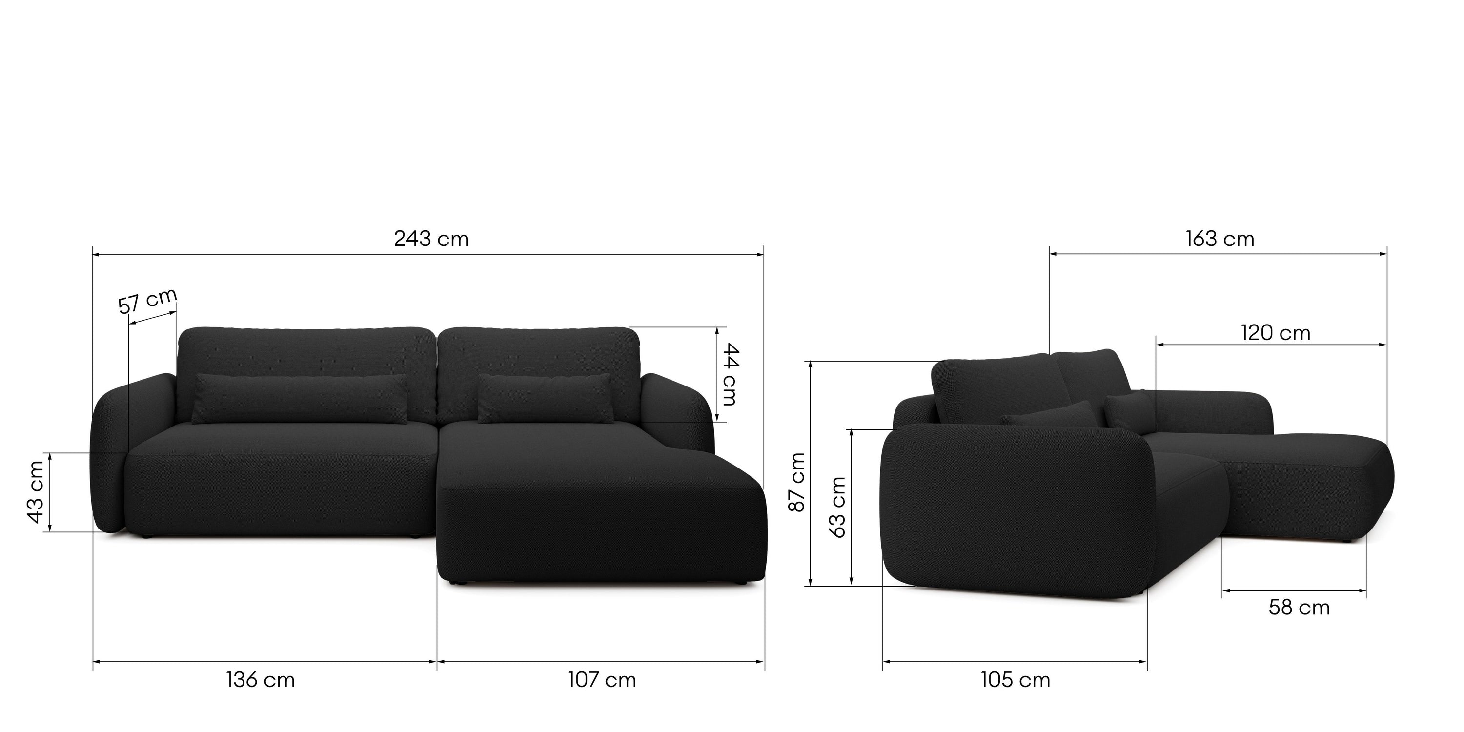 Kampinė sofa BILLY, juoda spalva