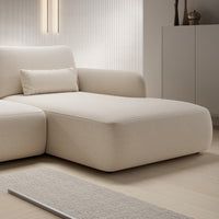 Kampinė sofa-lova MOSAICO, dešininė, smėlio, boucle