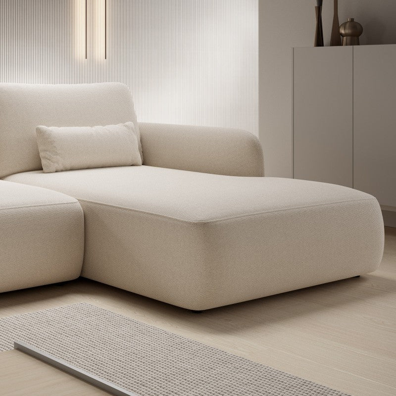 Kampinė sofa-lova MOSAICO, dešininė, smėlio, boucle