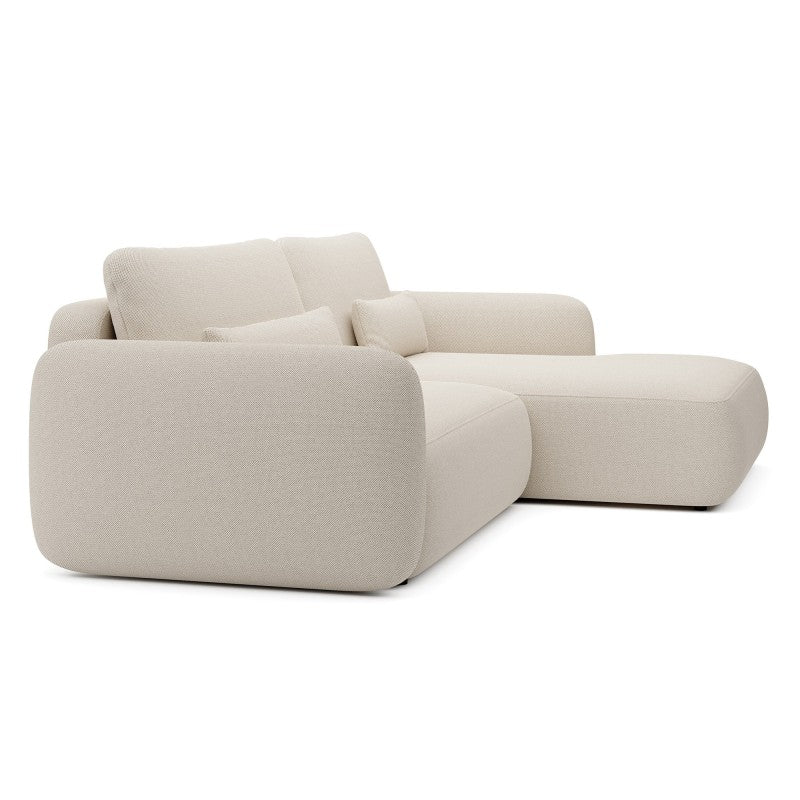 Kampinė sofa-lova MOSAICO, dešininė, smėlio, boucle