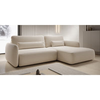 Kampinė sofa-lova MOSAICO, dešininė, smėlio, boucle