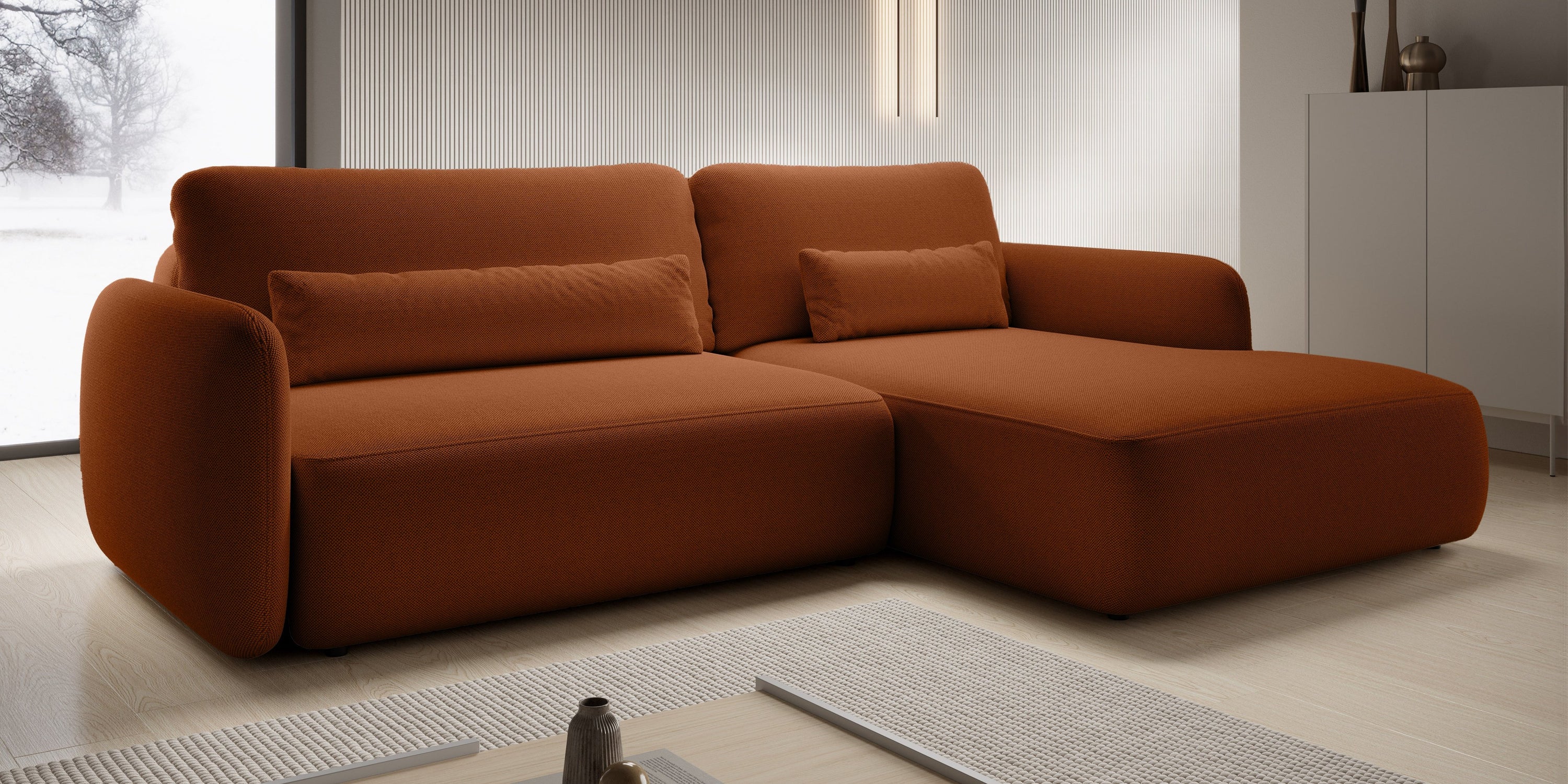 Kampinė sofa BILLY, vario spalva