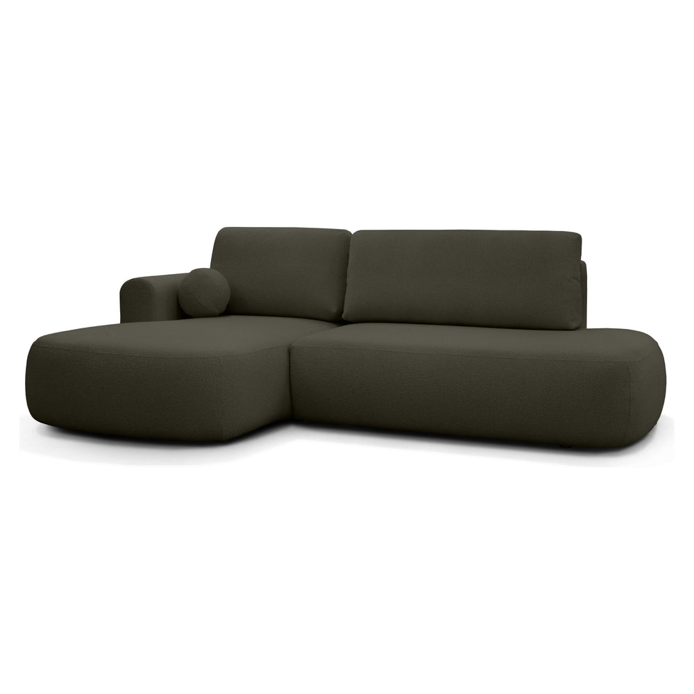 Sofa lova HERMI, tamsiai žalia boucle, kairė