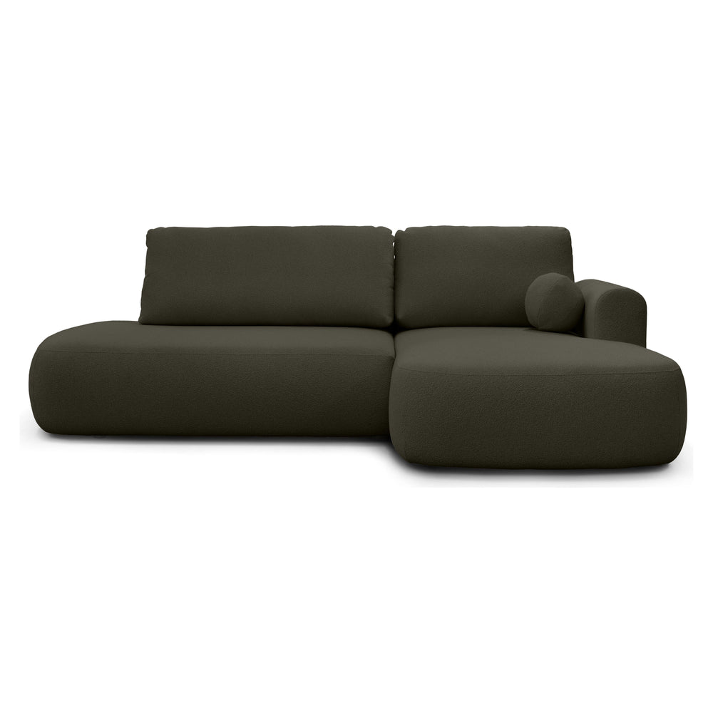 Sofa lova HERMI, tamsiai žalia boucle, dešinė