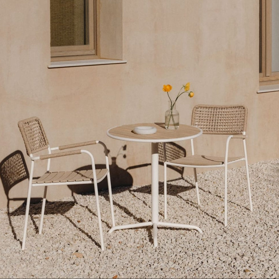 Outdoor set TILDA, round table, 2 chairs, white