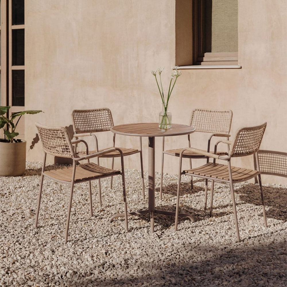 Outdoor set TILDA, round table, 4 chairs, mocha brown