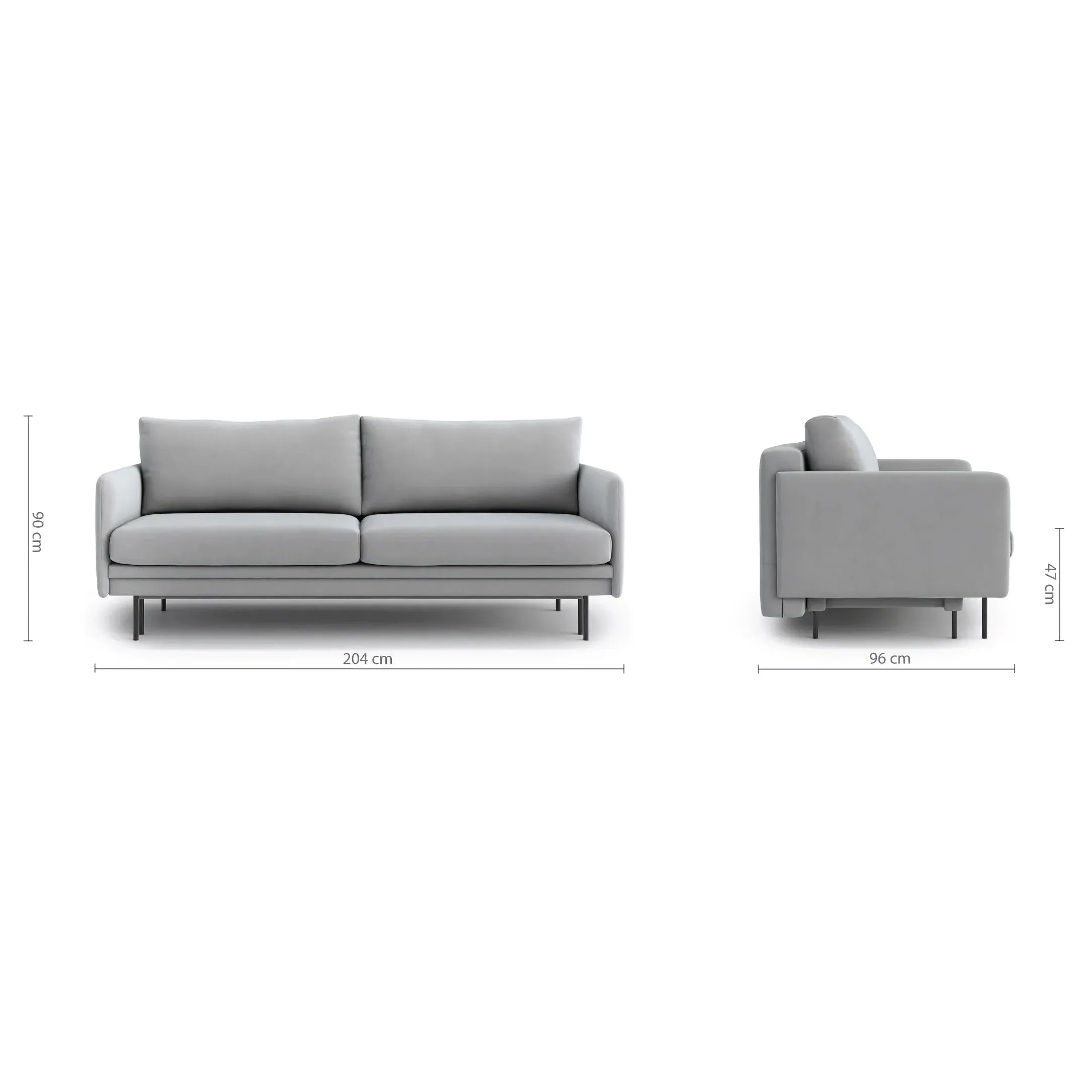 NORA 3 vietų sofa lova, pilka spalva