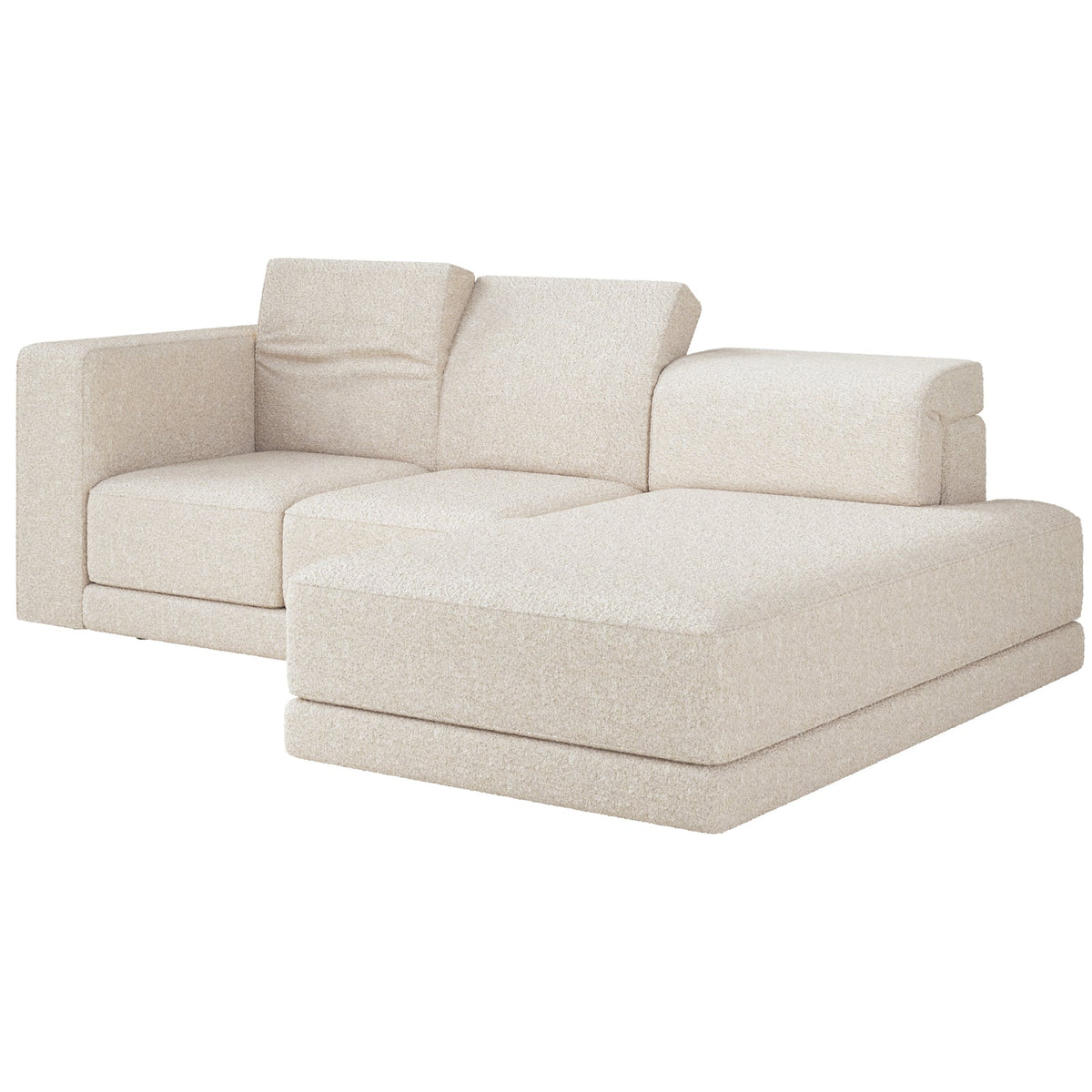 Kampinė sofa-lova NOVALS, kreminė bouclė