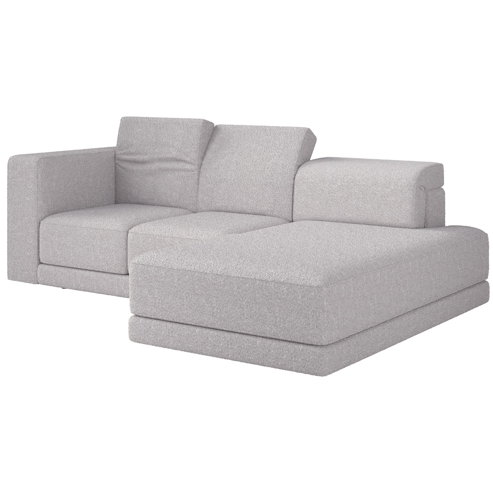 Kampinė sofa-lova NOVALS, šviesiai pilka bouclė