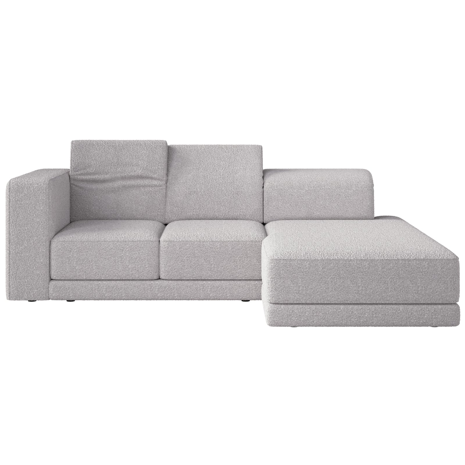 Kampinė sofa-lova NOVALS, šviesiai pilka bouclė