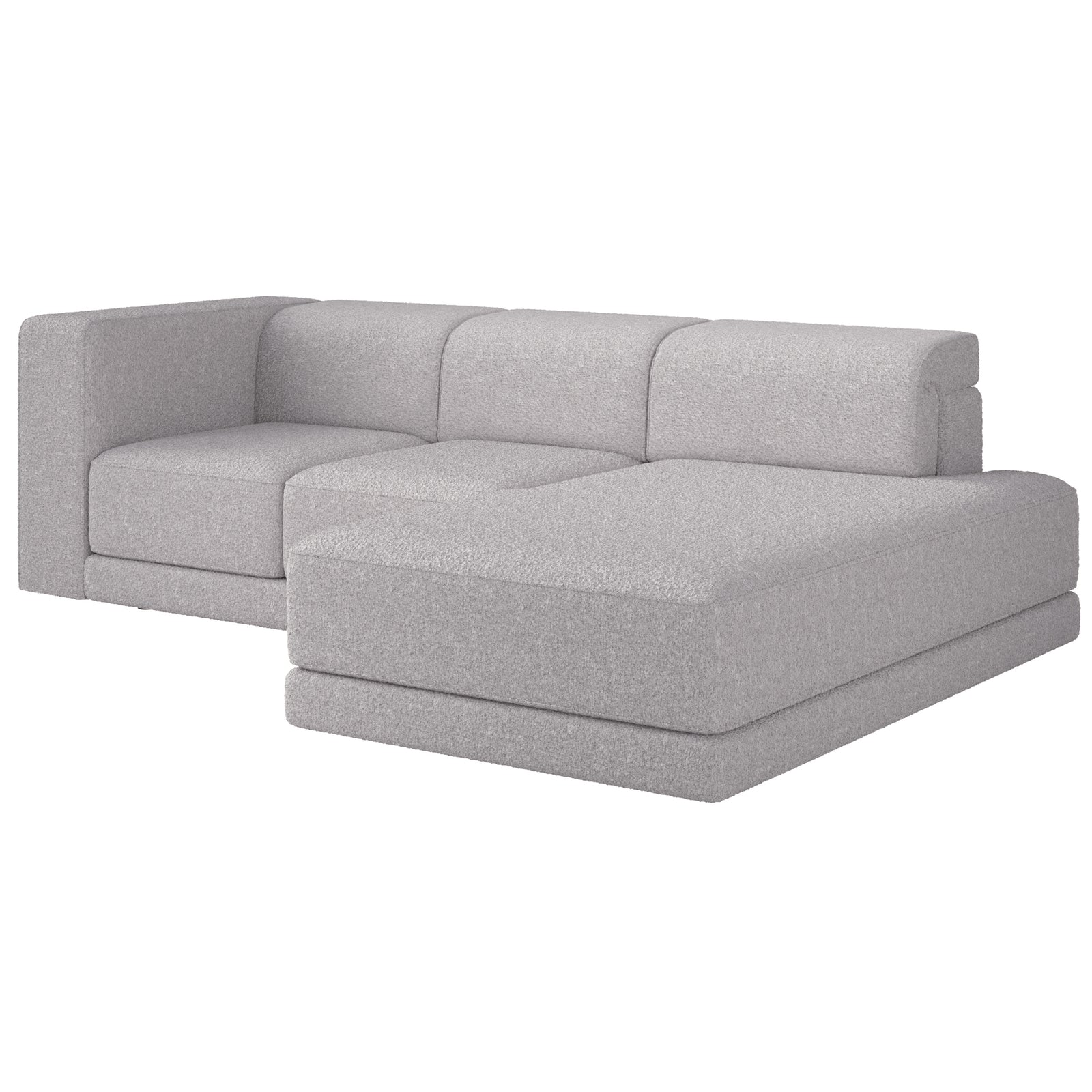 Kampinė sofa-lova NOVALS, šviesiai pilka bouclė