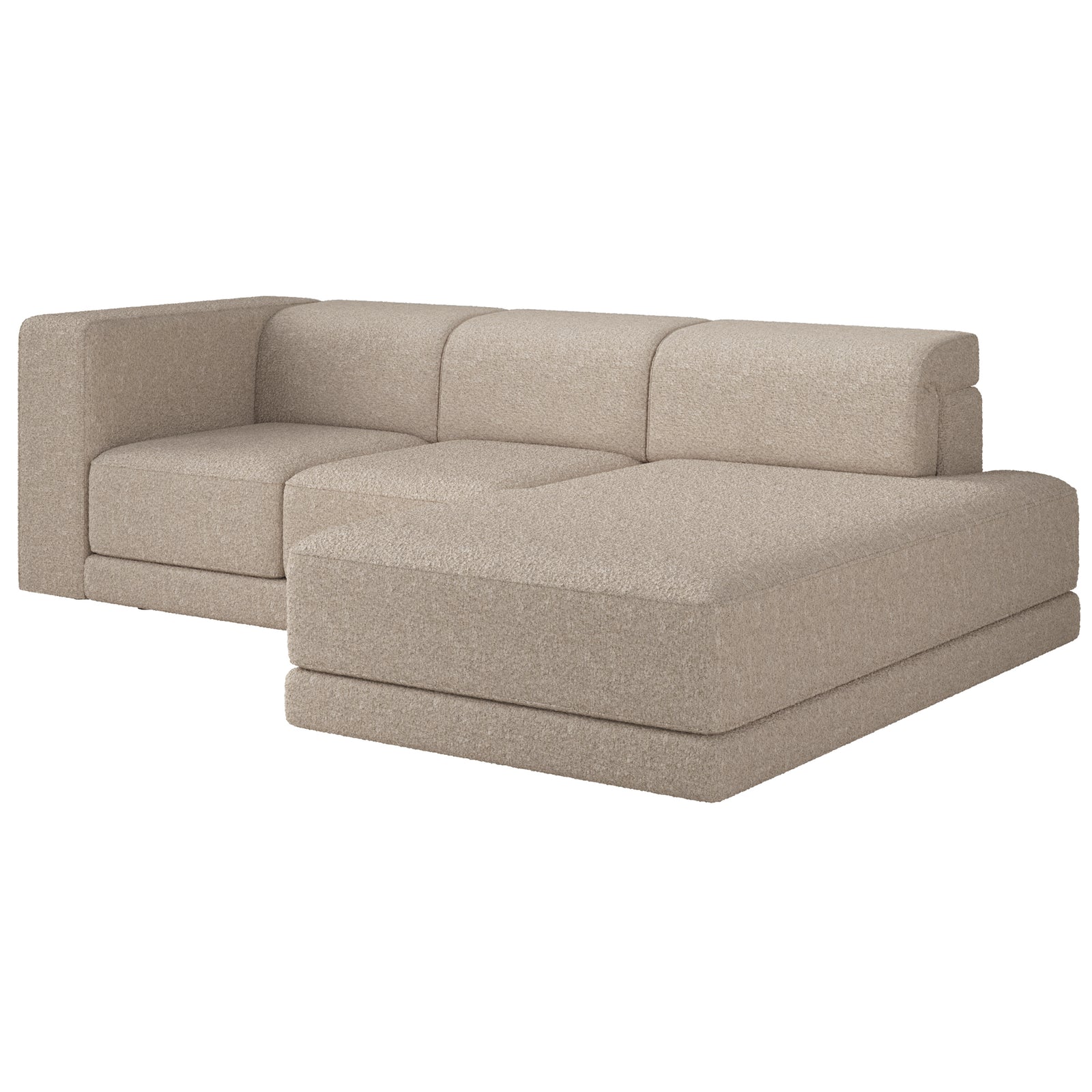 Kampinė sofa-lova NOVALS, šviesiai smėlinė bouclė