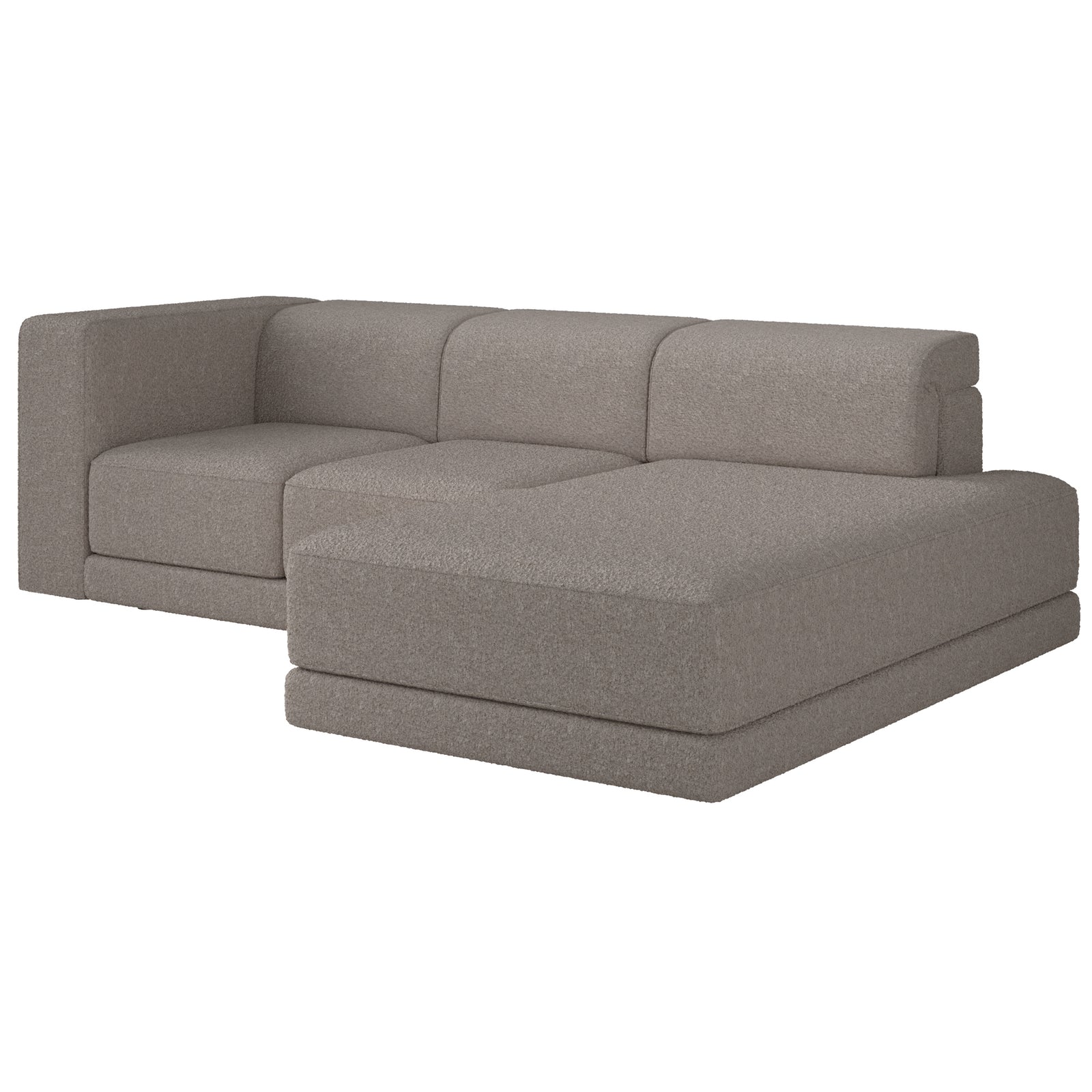 Kampinė sofa-lova NOVALS, pilkai smėlinė bouclė