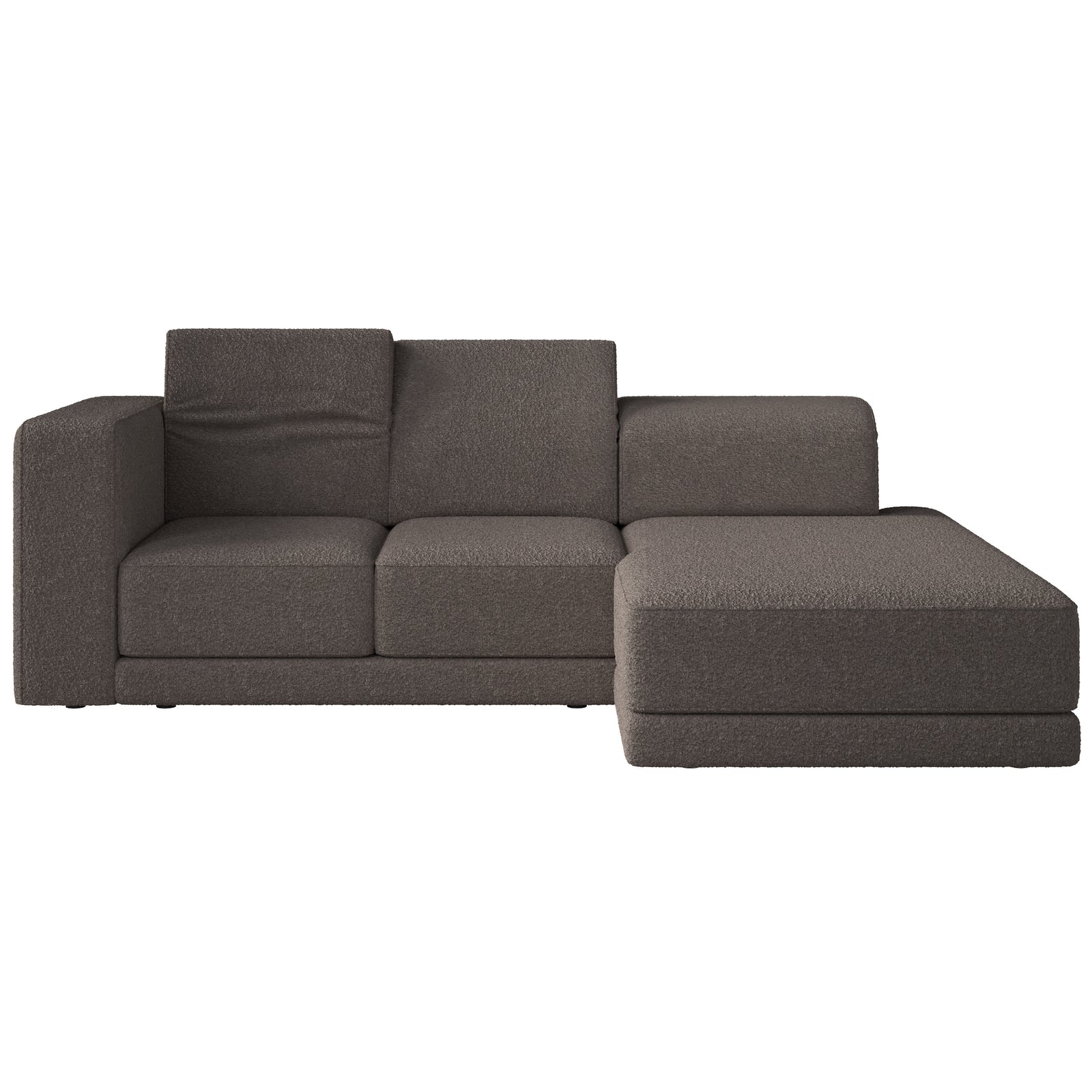 Kampinė sofa-lova NOVALS, ruda bouclė