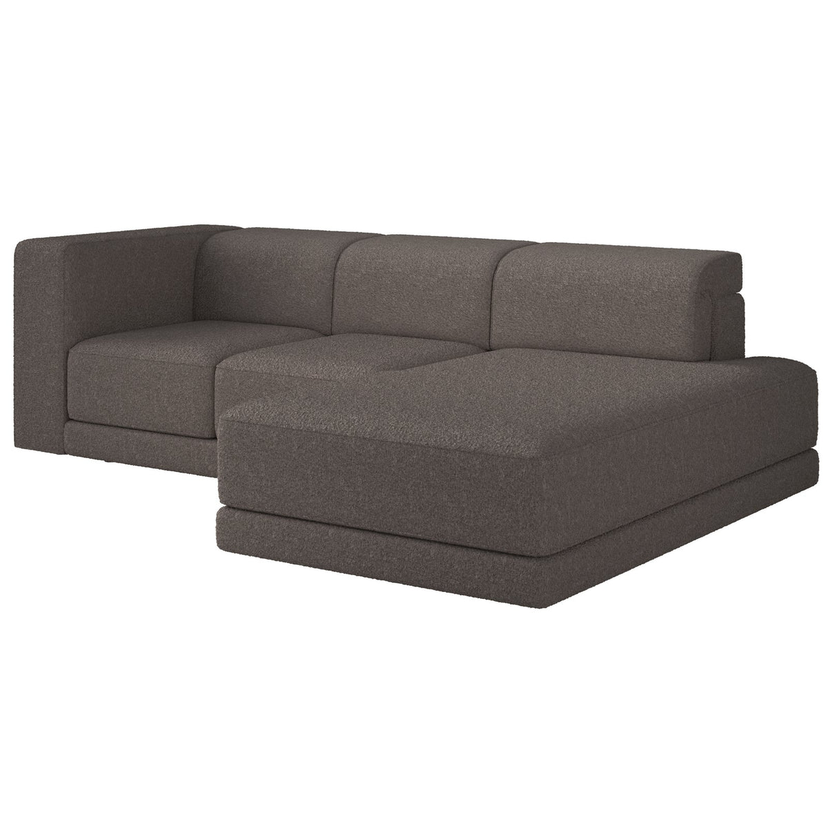 Kampinė sofa-lova NOVALS, ruda bouclė