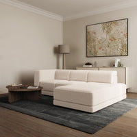 Kampinė sofa-lova NOVALS, kreminė bouclė