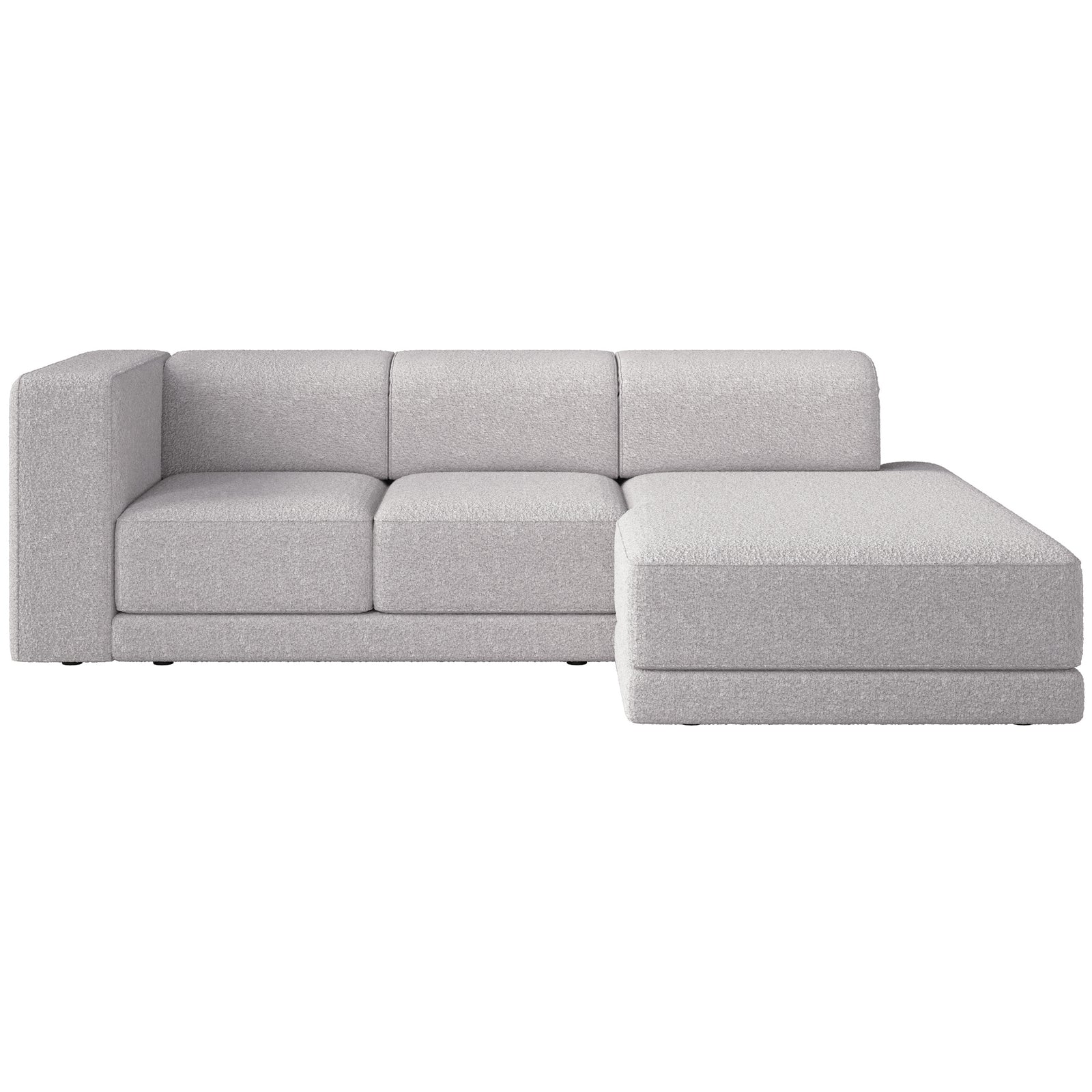 Kampinė sofa-lova NOVALS, šviesiai pilka bouclė