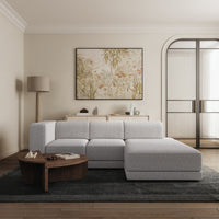 Kampinė sofa-lova NOVALS, šviesiai pilka bouclė