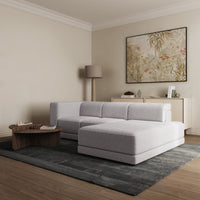 Kampinė sofa-lova NOVALS, šviesiai pilka bouclė
