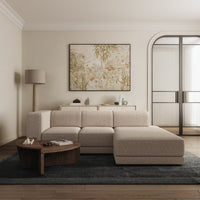 Kampinė sofa-lova NOVALS, šviesiai smėlinė bouclė