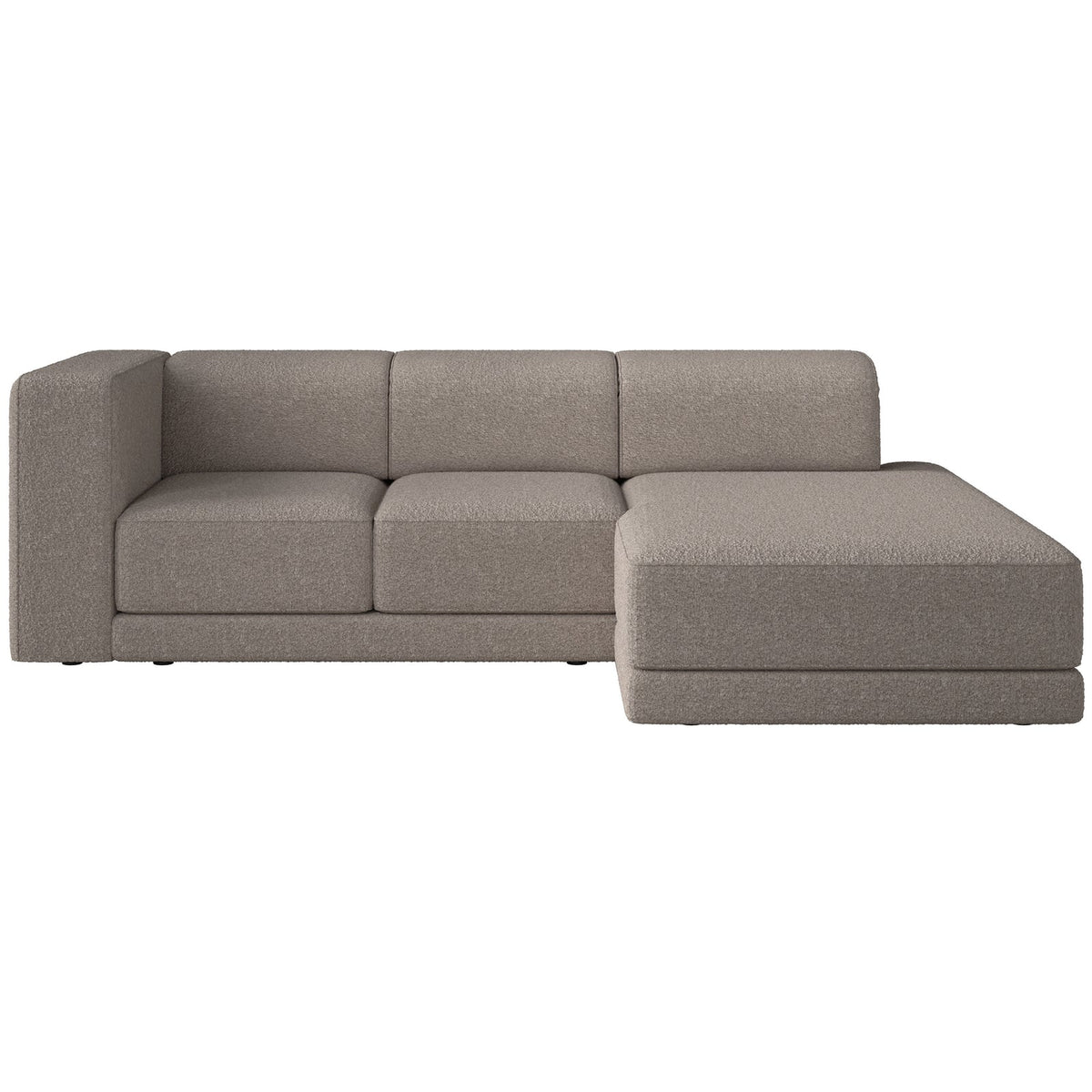 Kampinė sofa-lova NOVALS, pilkai smėlinė bouclė
