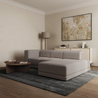 Kampinė sofa-lova NOVALS, pilkai smėlinė bouclė