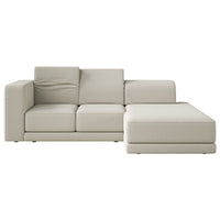 Kampinė sofa-lova NOVALS, pilkai smėlinė šenilas