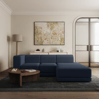 Kampinė sofa-lova NOVALS, tamsiai mėlyna šenilas