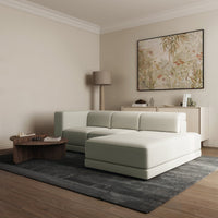 Kampinė sofa-lova NOVALS, pilkai smėlinė šenilas