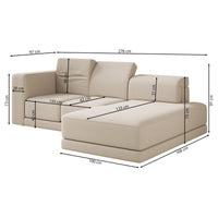 Kampinė sofa-lova NOVALS, pilkai smėlinė bouclė