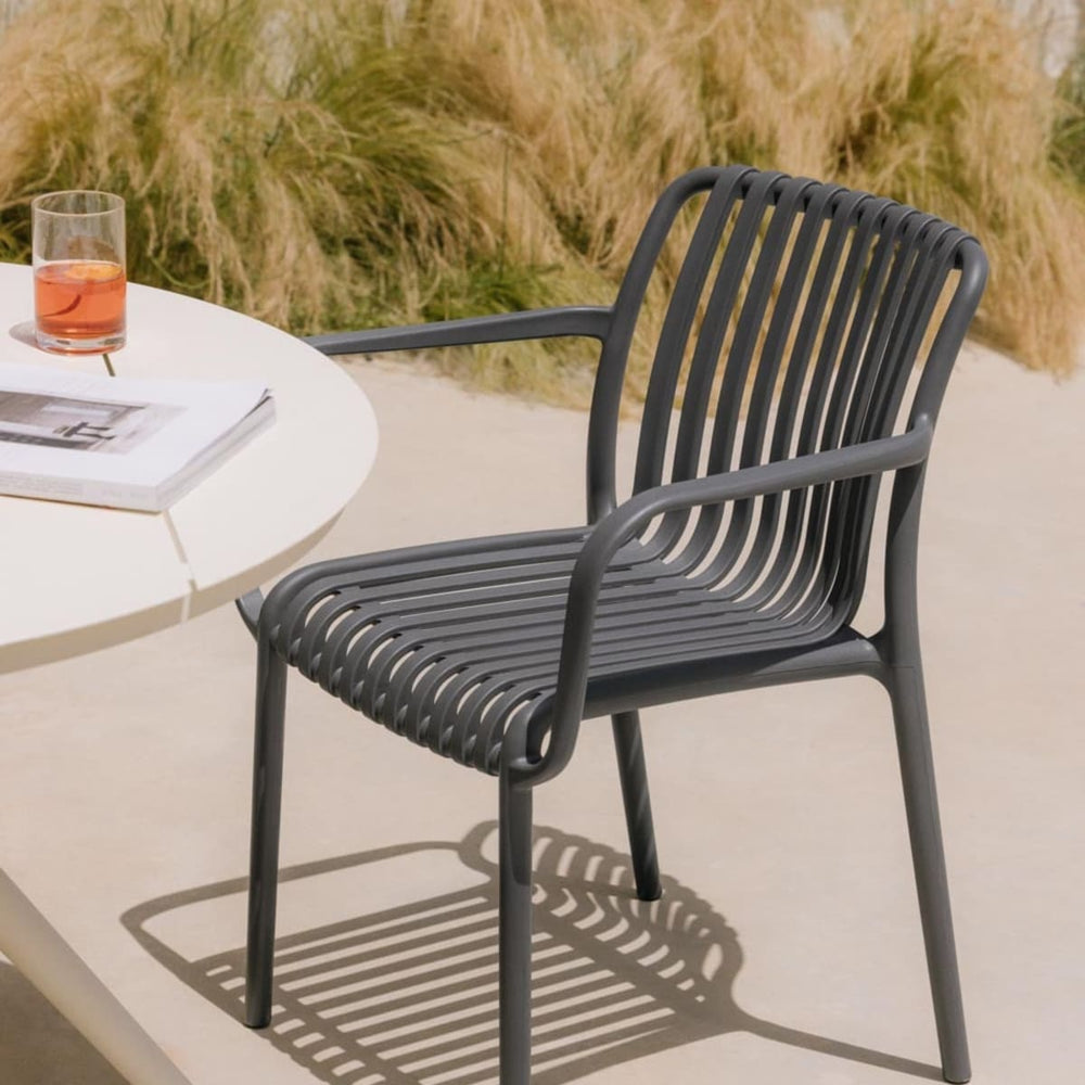 WENDELL Outdoor Chair, with armrests, graphite grey