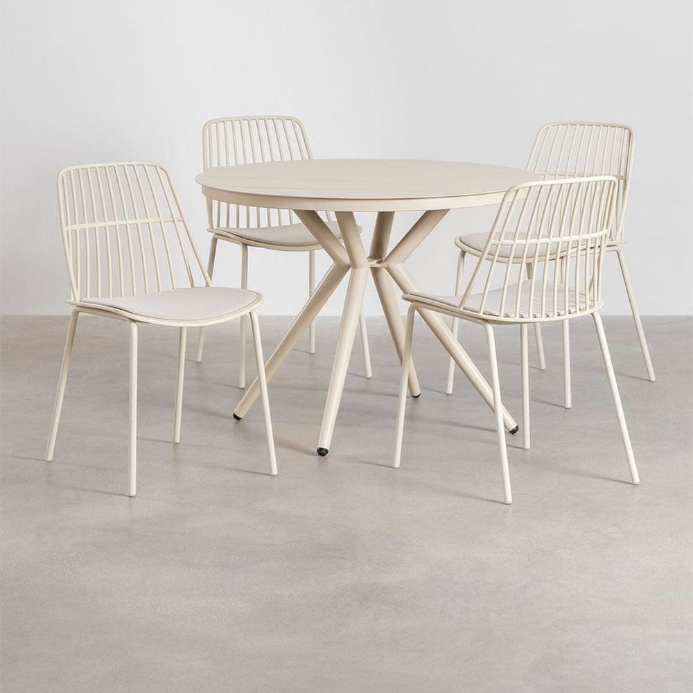Outdoor set VALERIE, grey, 4 chairs, cream