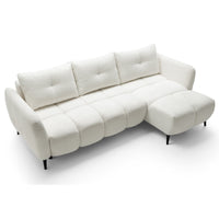 Kampinė sofa RIONACH, kreminė, dešinė interjero nuotraukoje