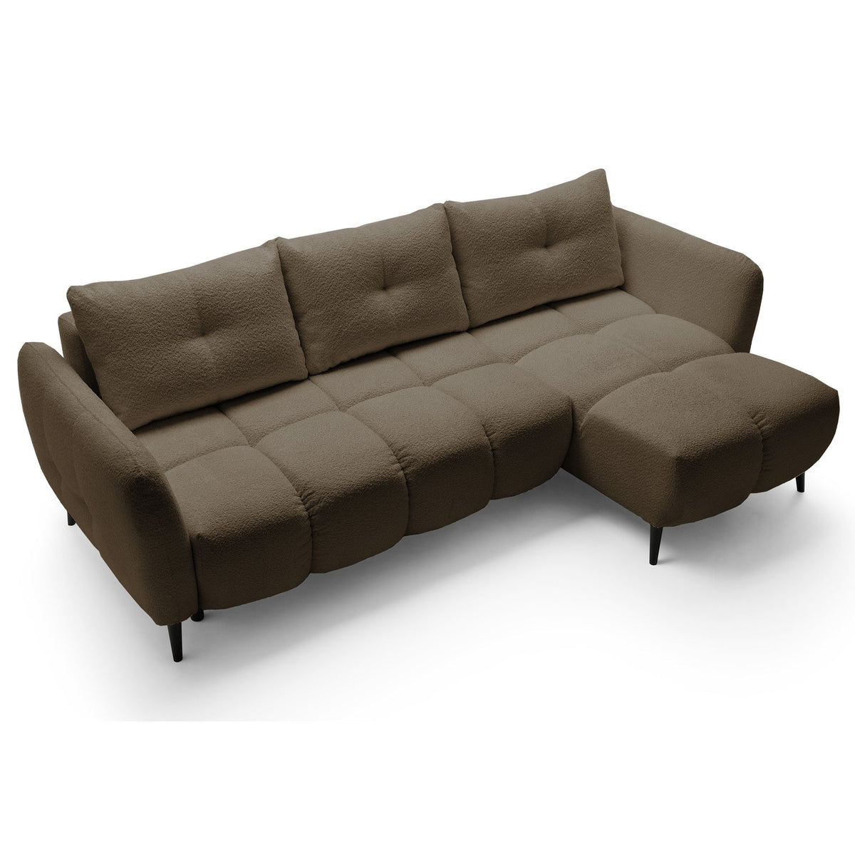 Kampinė sofa RIONACH, rudas, dešinė – medžiagos pavyzdys