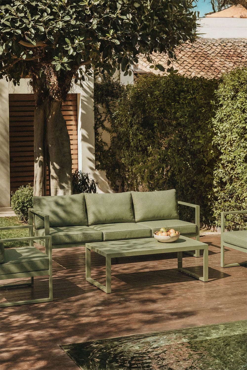 ALCANTO set, three-seater, olive green