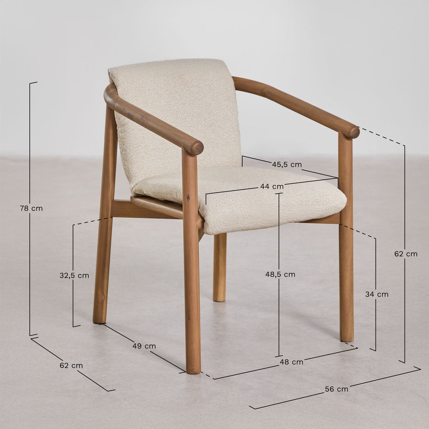 Large ELMINA set, ten seats, acacia brown