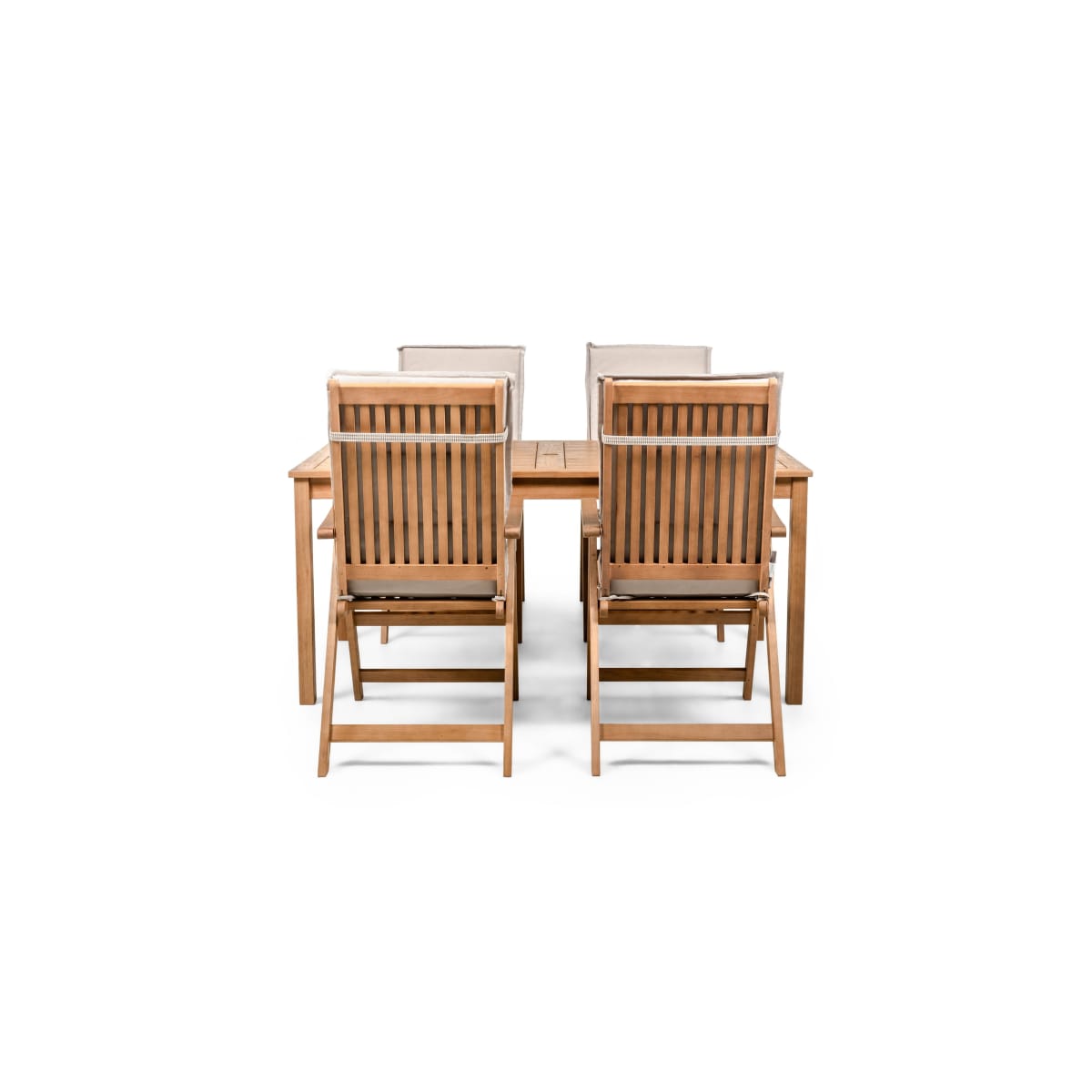 DORIAN garden set, 4 chairs, grey cushions