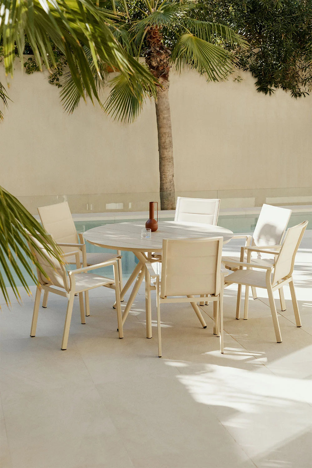 Round outdoor table VALERIE, aluminum, cream (2 pcs.)