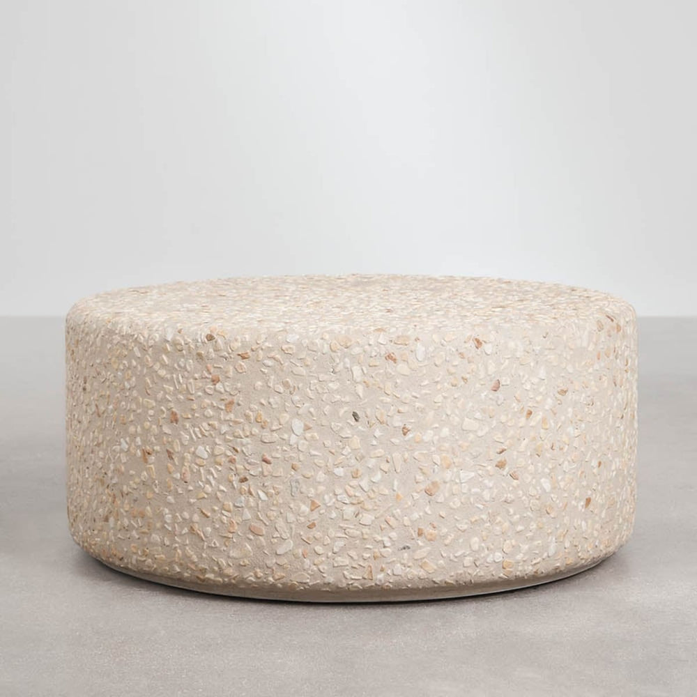 TERRAZZO Round Outdoor Coffee Table, beige terrazzo