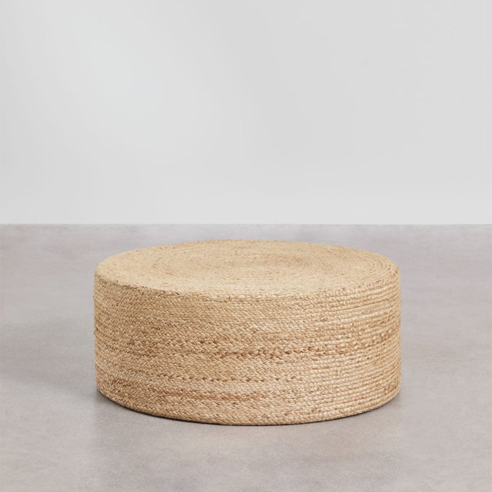 Round outdoor pouf PUFIO, natural jute