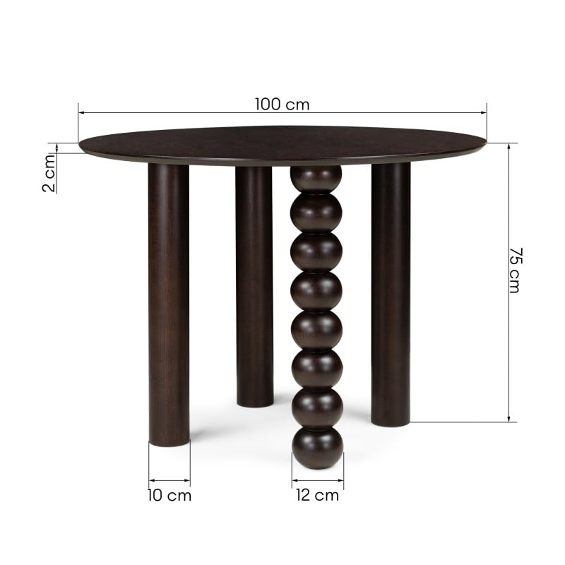 Apvalus stalas ROTONDA 100 cm, ąžuolo faniera