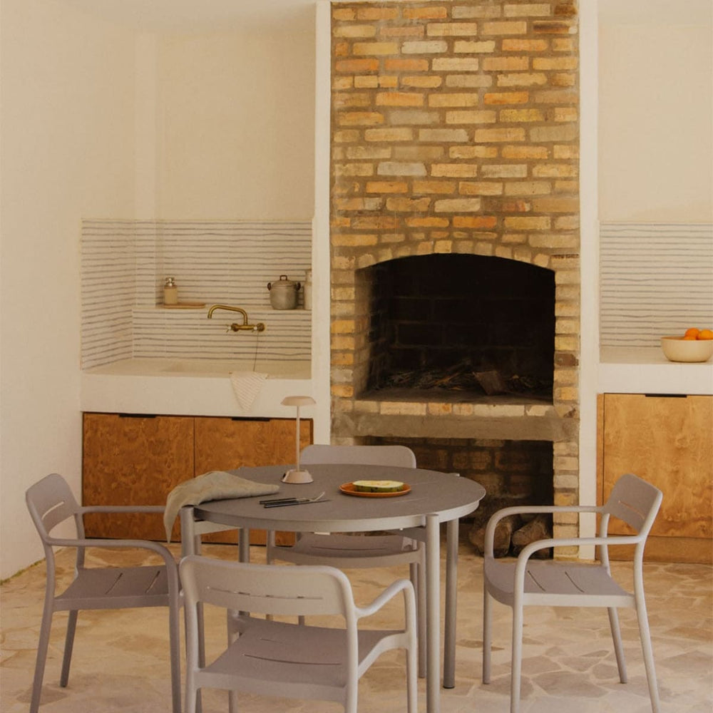 Round outdoor table ALERO, brown aluminium, 110 cm